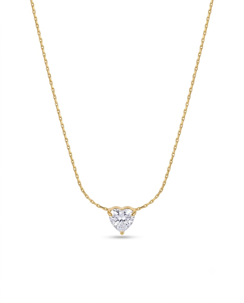 Solitaire Clear Crystal Heart Necklace